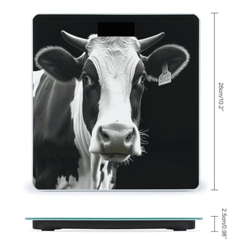 Báscula digital de baño Animal Funny Cow Head en blanco y negro miniatura 2