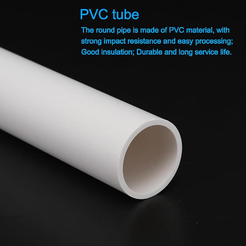MACHSWON PVC Pipe 8mm ID 10mm OD 200mm Length Round Plastic Rigid Tubing High Impact for Drain Pipe Cable Sleeve(White) - Image 4