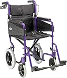 Days Lightweight Wheelchair for Adults, Escape Folding Wheelchairs, Compact Wheel Chair with Adjustable Footrests, Attendant Propelled, Padded Seat - Standard, Purple