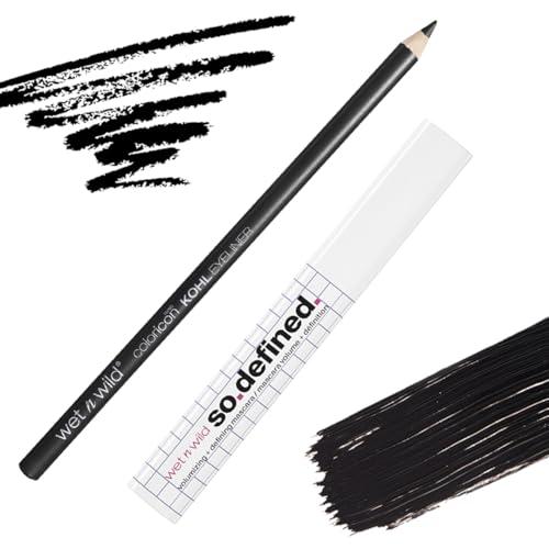 Wet n Wild, So Defined Volumizing + Defining Máscara de Pestañas Voluminizadora con Lápiz de Ojos de Regalo Color Icon Kohl Altamente Pigmentado, Paquete de 2 Piezas