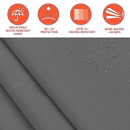 MUPATER 13\' x 8\' Retractable Patio Awning Sun Shade Cover with Manual Crank, Outdoor Shelter for Windows, Projection for Deck, Yard, Balcony, Grey - Thumbnail 3