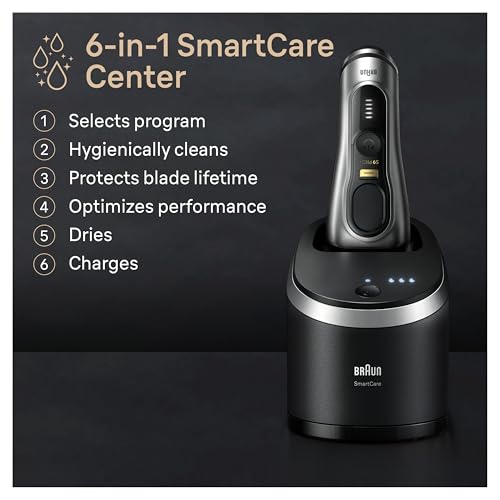 Image of Braun Series 9 PRO+ Electric Razor for Men, 5 Pro Shave Elements & Precision Long Hair Trimmer, 6in1 SmartCare Center, Wet & Dry Electric Shaver for Smooth Skin with 60min Battery Runtime, 9567cc