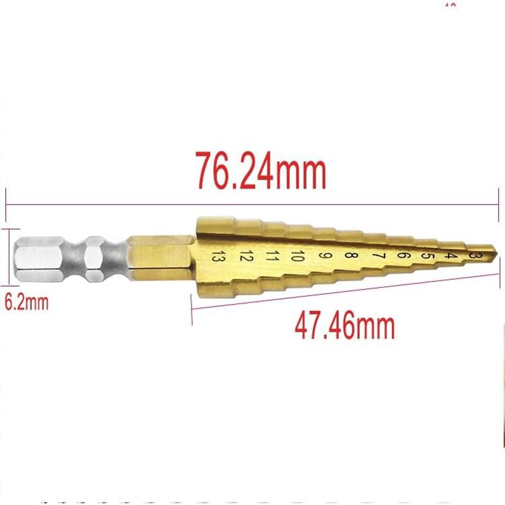 Punta A Gradini HSS Con Rivestimento Titanio - 3-13mm - Codolo Esagonale 1/4" - Per Legno, Plastica, Metallo - Foto 6