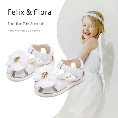 Image of Felix & Flora Toddler Girls Sandals Soft Rubber Princess Flat Shoes Flower Girl Shoes
