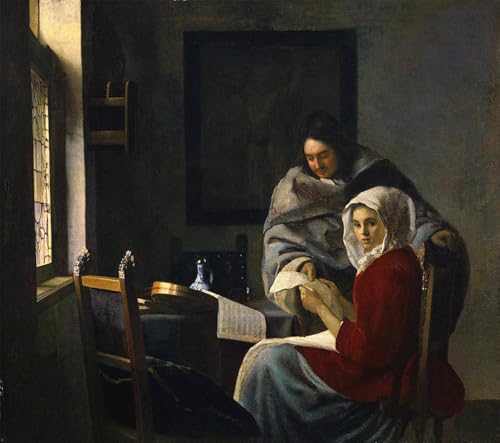 Affiche Artistique Vermeer Fille interrompue par sa musique Toile Salon 60x90cm