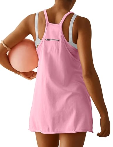 Womens Athletic Dress Hot Shot Mini Dress Built in Shorts Summer Workout Romper Dress 2025 Trendy Outfit2