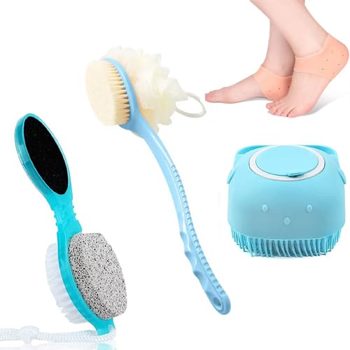 Red Champion 4 in 1 Foot and Body Care Combo Pack with Bath Brush, Foot Scrubber, Soap Dispenser Scrubber, and Heel Protectors-image-8