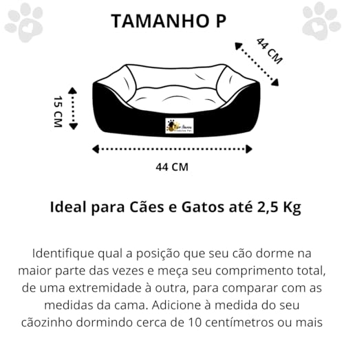 Cama para Cachorro e Gato, Quadrada, Caminha Pet, Luxo, Zíper e Enchimento Removível para Lavagem, S