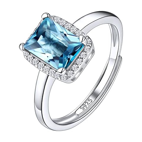 Suplight Anillo Delgado Plata de Ley 925 Aguamarina Marzo Cover