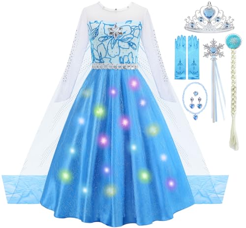 Ytanhr Princess Costume for Little Girl Light Up Halloween Carnival Cosplay Dress Party Dress Up Outfit 4-5 Years(Label 120)
