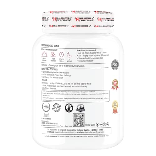 Image of Animal Booster Nutrition Carbo Booster| 85gm of Carbohydrate in 90gm of serving| For Gain Weight, Build Muscle & Fuel Energy | 1Kg Chocolate Flavour