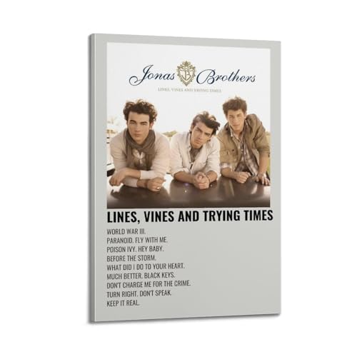 MHEGSNGA Jonas Brothers - Póster de líneas, vides y tiempos de prueba, decoración de habitación, decoración estética de dormitorio, póster de lienzo para dormitorio, 30 x 45 cm, estilo marco