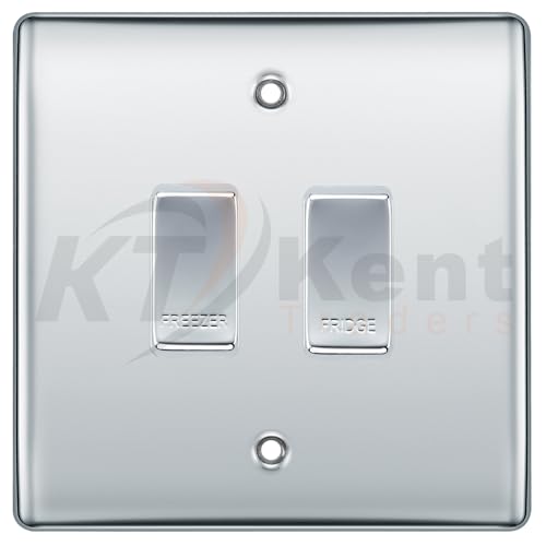 BG Polished Chrome 2 Gang Mirror Custom Grid Switch Panel Kitchen Appliance