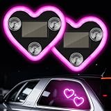 2Pcs Car LED Ambient Light, Solar Powered Heart Shape Lights, LED Neon Light for Car Back Window Decoration, Night Driving, 5 Modes, Romantic Gift for Christmas, Valentine's Day - Pink