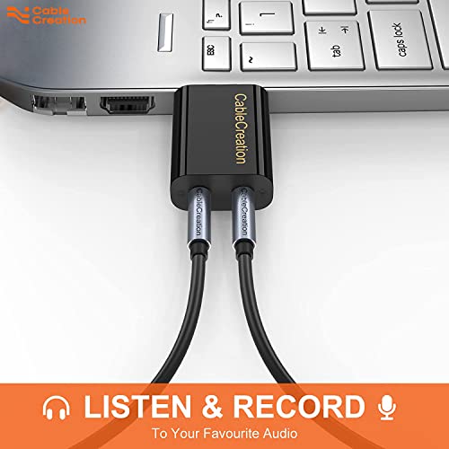 Image of CableCreation USB to 3.5mm Jack Audio Auxiliary Adapter, External USB Stereo Sound Card with 3.5mm Headset and Microphone Jack for Windows, Mac, Linux,PS4 /PS5, Plug and Play, Black