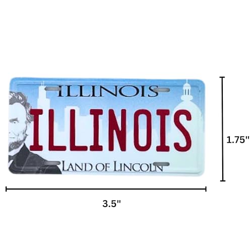 Imán de placa de Illinois 3.5 x 1.75 pulgadas miniatura 4
