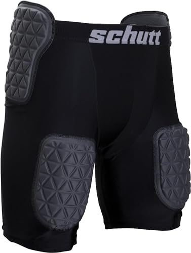 Schutt ProTech Varsity All-in-One Football Girdle Padded Compression Shorts with Integrated Pads (US, Alpha, Small, Regular, Regular, Black)