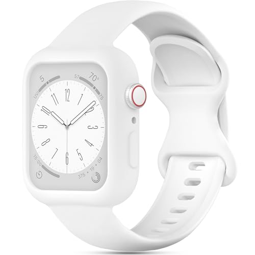 Image of Silicone Bands Bumper Case Compatible with Apple Watch Band 38mm 40mm 41mm 42mm 44mm 45mm 46mm 49mm Women Men, Sport Strap Protective Cover Wristband for iWatch Ultra Series 11 10 9 8 SE 7 6 5 4 3 2 1