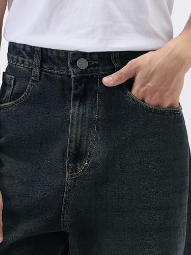 Image of Urbano Fashion Men's Loose Baggy Fit Heavy Washed Jeans Non-Stretchable