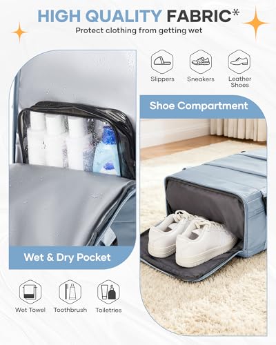 Image of coofay Travel Backpack Carry on Flight Approved Mochila De Viaje Carry on Backpack for Airplanes Spirit Airlines Personal Item Bag 18x14x8 Inches Travel Bag Traveling Backpack for Women Men Grey Blue