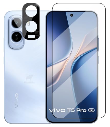 Image of WonRia [1+1 Tempered Glass Compatible with Vivo T5 Pro 5G with 3D Camera Lens Protector Ultrasonic FingerPrint Unlock 9H Hardness Screen Glass Protector - (Pack of 2)