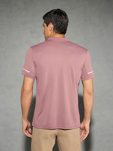 Image of TECHNOSPORT Men's Solid Slim Fit Polo Collar T-Shirt TECHNOCOOL+ Half Sleeve Button Polyester for Gym Running Workout UPF50+ Anti Odour