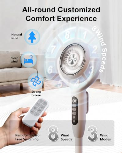 Image of 12000mAh Battery Powered Air Circulator Fan, 3-in-1 Height Adjustable Floor /Table /Desk Oscillating Pedestal Fan with LED Light, 20dB Quiet Cordless Rechargeable Cooling Fan for Bedroom Outdoor