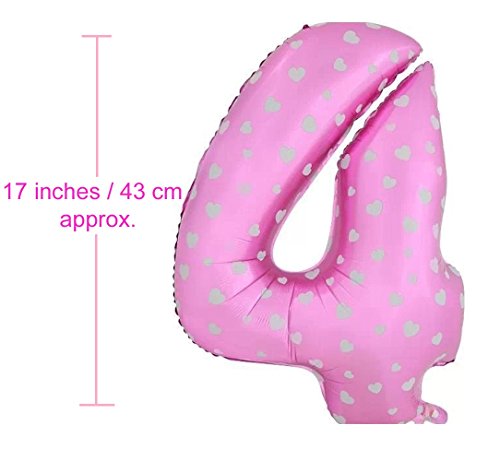 Image of AMFIN 17 inch 4 Number Foil Balloon, Birthday Decoration Items [Helium Supported] - Pink