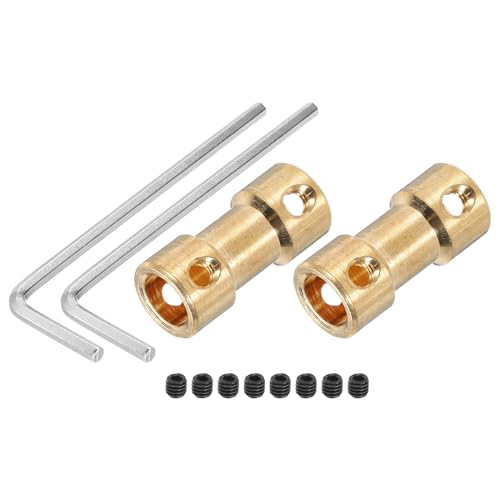 QUARKZMAN Wellenkupplung Verbinder mit Bohrung von 6mm-6mm Länge 20mm φ 9mm 2 Pcs Wellenkupplungen M3 Messingwellen Starre Kupplung für Auto Motorzubehör 3D-Drucker DIY-Roboter Kupferton