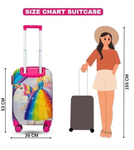 Image of ADSON Abs Kids Trolley 360 Rotating Luggage 360 Degree Wheels Unicorn Non-Breakable 20 Inch Kids Hardsided Suitcase with 4 Wheels, 360 Degree Wheel Travel Trolley Bag (Pink Rainbow Unicorn Princess)