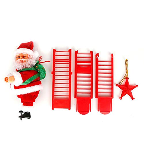 Innolites Climbing Ladder Santa, Christmas Electric Climbing Santa Claus Doll Christmas Decoration with Music, Hanging Xmas Ornament Toys for Christmas Tree Ornament