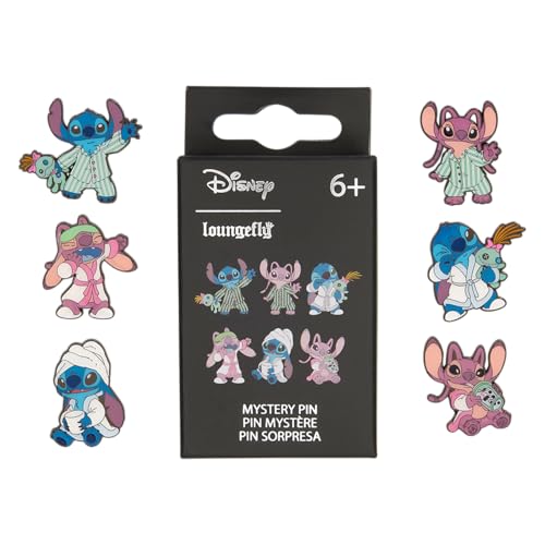 Loungefly - Disney - Stitch - Stich & Angel in Pyjamas Enamel Pin - 1 of 6 to Collect - Styles Vary - Lilo and Stitch - Blind Box - Emaille-Nadeln - Niedliche Brosche Zum Sammeln - Für Rucksäcke