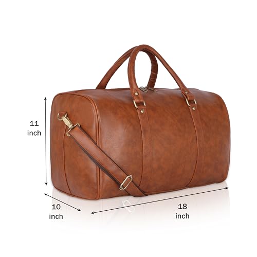 Image of ZAINTO Unisex Duffel Bag for Travelling in Flight Travel Faux Leather Duffle Bags for Men and Women (Tan)