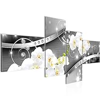 Runa Art Schilderijen Huiskamer Orchidee Bloemen Beige Bruin 4 Delen - Made in Germany - 205245a