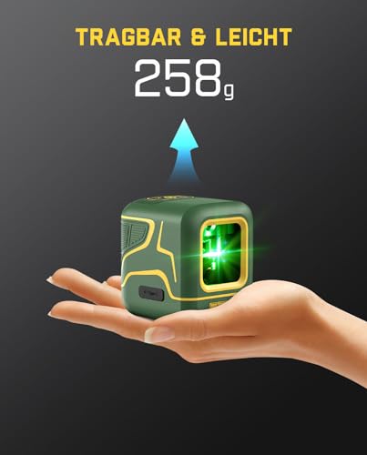 Fanttik D2 Kreuzlinienlaser Selbstnivellierend, Linienlaser Grün 30m, Wiederaufladbare Batterie, USB-C Aufladung, Magnetische Halterung 360°, Pulsmodus, IP54, für DIY und Dekoration - Grün