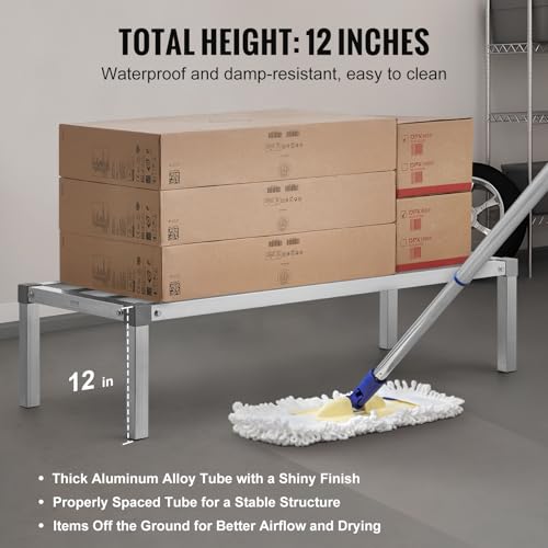 VEVOR Aluminum Dunnage Rack, 48” x 20” Commercial Food Floor Rack, 12” Off the Floor, 1000 lbs Capacity All-Welded Aluminum Storage Rack, for Storage in Restaurants, Kitchens, Garages and Vehicles by VEVOR - Image 3