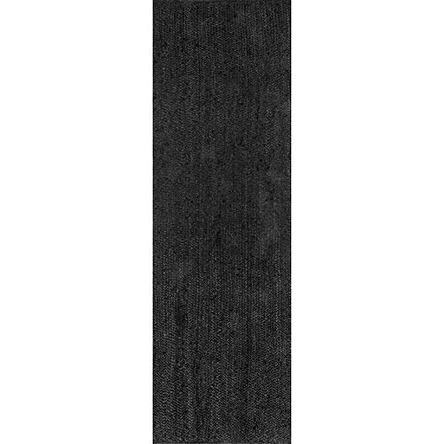 Nuloom Rigo Hand Woven Farmhouse Jute Runner Rug, 2' 6" X 6', Black #TOP1