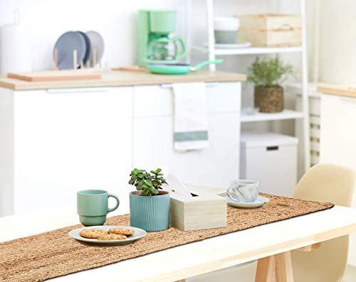Chemin de table en jute Lightnpro 33x183 cm réversible de style rustique - 6