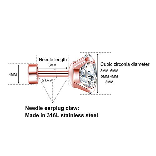 Cubic Zirconia Hypoallergenic Stud Earrings For Women Men Girls Statement Cartilage Fashion Surgical Steel Helix Earrings 5 Pairs #TOP1