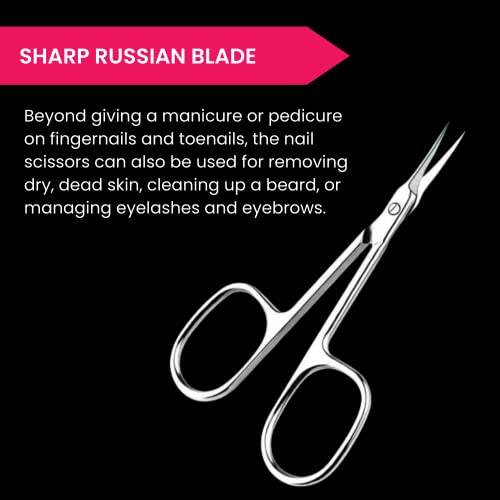 Accessory High Grade 440C Japanese Steel Cuticle Scissors With Sharper Edge, Grooming Precise Pointed Tip , Women And Men Manicure, Pedicure, Eyebrow, Nail Trimming, Eyelash, Dry Skin Matte Silver #TOP5