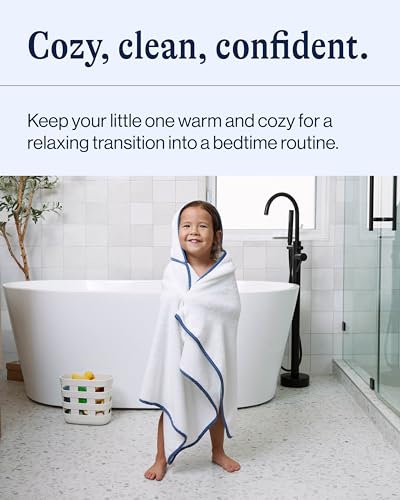 Image of Lalo The Hooded Towel & Washcloth Set, 100% Organic Cotton, Soft on Sensitive Skin, Durable & Absorbent, Machine Washable, Includes One Baby Towel and Two Washcloths - Blueberry