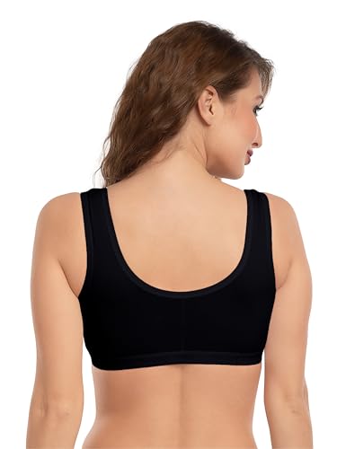 Image of Daisy DEE Women's Girls Cotton Easy Slip-On Bras Non-Padded Wirefree High Coverage Sleep Bra Comfortable Fit Everyday Sports Bra Home Bra NLRA