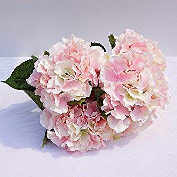 3NH® Win Artificial Silk Fake 5 Heads Flower Bunch Home Hotel Wedding Party Garden Floral Decor Hydrangea - Pink Deal