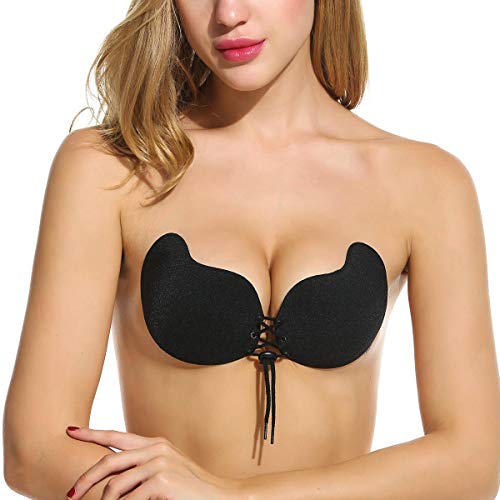 Image of JOATEAY Sticky Bra - Deep Plunge Strapless Push Up Reusable Underwire Adhesive Bra for Women Backless Dress Partywear Wedding