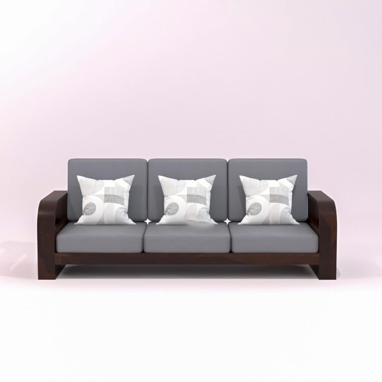 Image of Wooden 4 Seater Sofa Set for Living Room,3- to 4- Person Sofa Sets for Home, 3+1 Seater Sofa Sets for Home, Sheesham Wood (3+1 Seater,Walnut Finish)