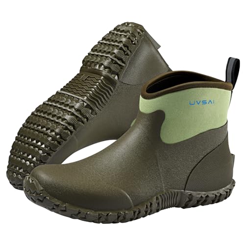 Image of Men's Waterproof 5.3-inch Ankle High Garden Shoes Rain Boots Slip-On Footwear for Gardening Farming Lawn Care Yard Work