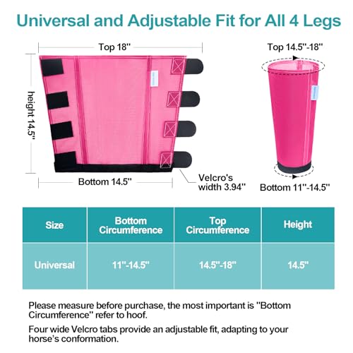 Image of Mesh Horse Fly Boots Set of 4, Loose Fitting Leggings for Horses, Reduce Stressful Stomping, Breathable Adjustable and Universal Fit for 4 Legs, Reliable Stay Put (Magenta)