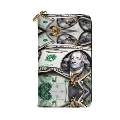 Leather Wallet 7.48 x 4.13 in - Stylish and Durable Wallet for Women with Multiple Compartments and Zipper Design Banknote Patterns Pattern2