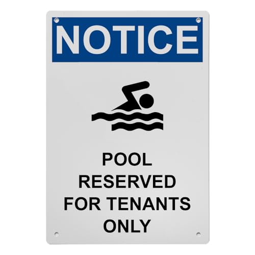 OSHA Pool Reserved For Tenants Sign, 8.5 x 11 in