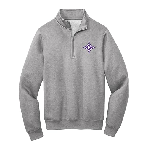 UGP Campus Apparel AQ07 - Furman Paladins Primary Logo Left Chest 1/4 Zip Sweatshirt - X-Large - Athletic Heather